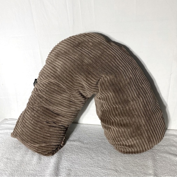 Jolly Jumper Boomerang Nursing Pillow With Plush Brown Corduroy Cover - Picture 1 of 10